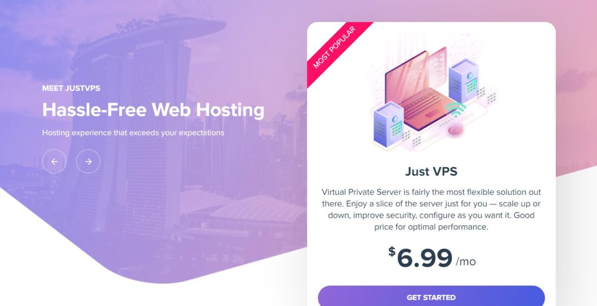 JustVPS优惠：新加坡VPS/1核1G/月付$9.99/无限流量/100M带宽/KVM//LeaseWeb机房/适合建站