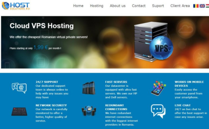 HostSolutions罗马尼亚VPS：1核/1G内存/2T HDD/10T流量/1G带宽/KVM/年付&euro;50/三年付&euro;101/可灰