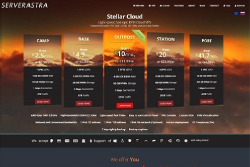 serverastra【黑五5折优惠】 匈牙利VPS/年付&euro;21.99/年/10Gbps带宽/SSD/不限流量/KVM